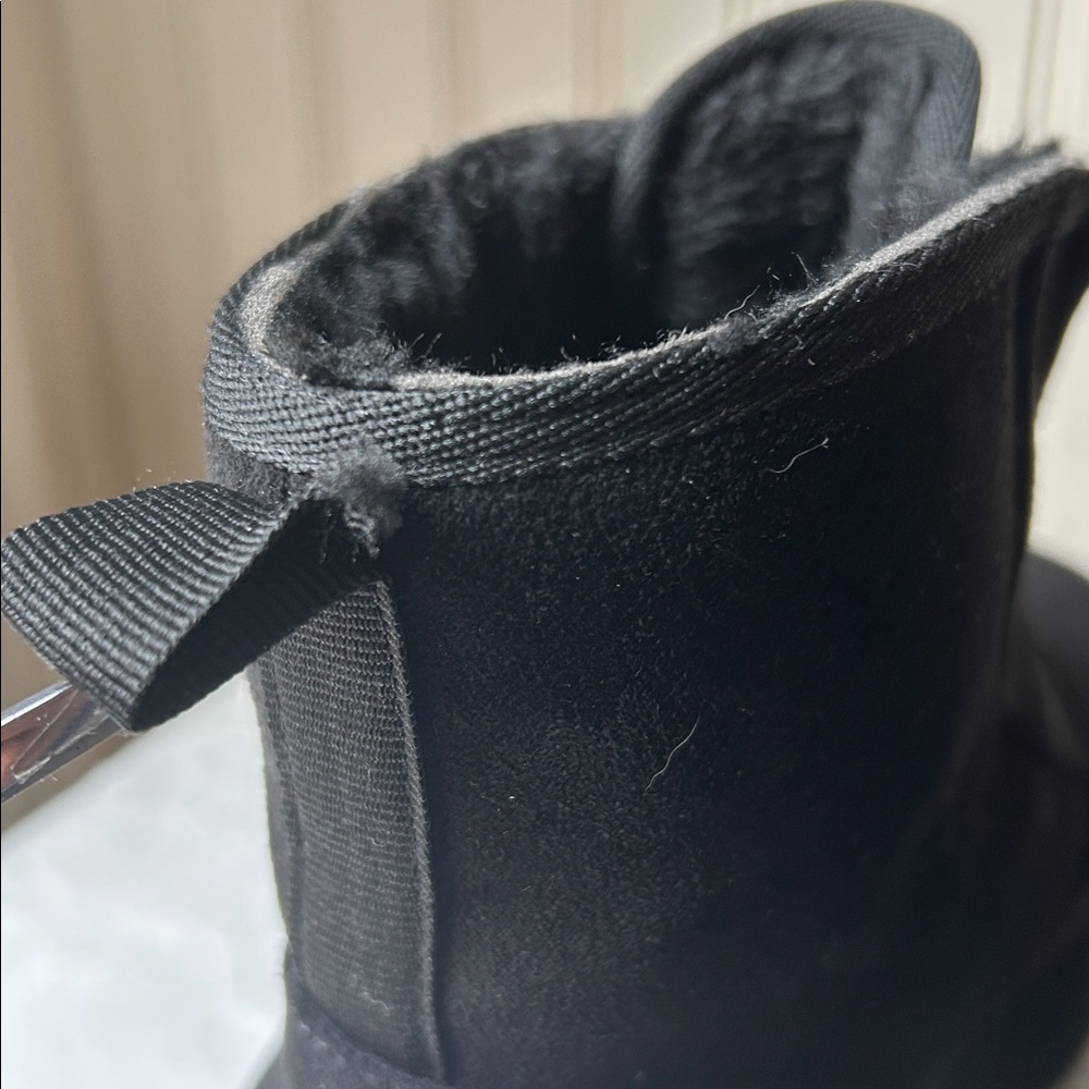 Rouge Helium Platform Black Suede Ankle Boots ZipUp front faux fur lined size 8 - Picture 16 of 17